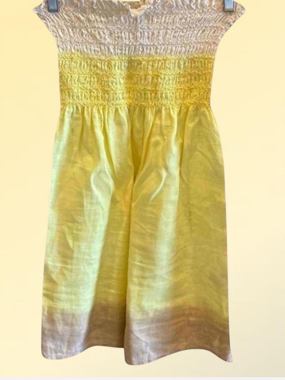 Vintage Y2K Juicy Couture Yellow Off-White Tan Ombré Strapless Halter Mini Dress